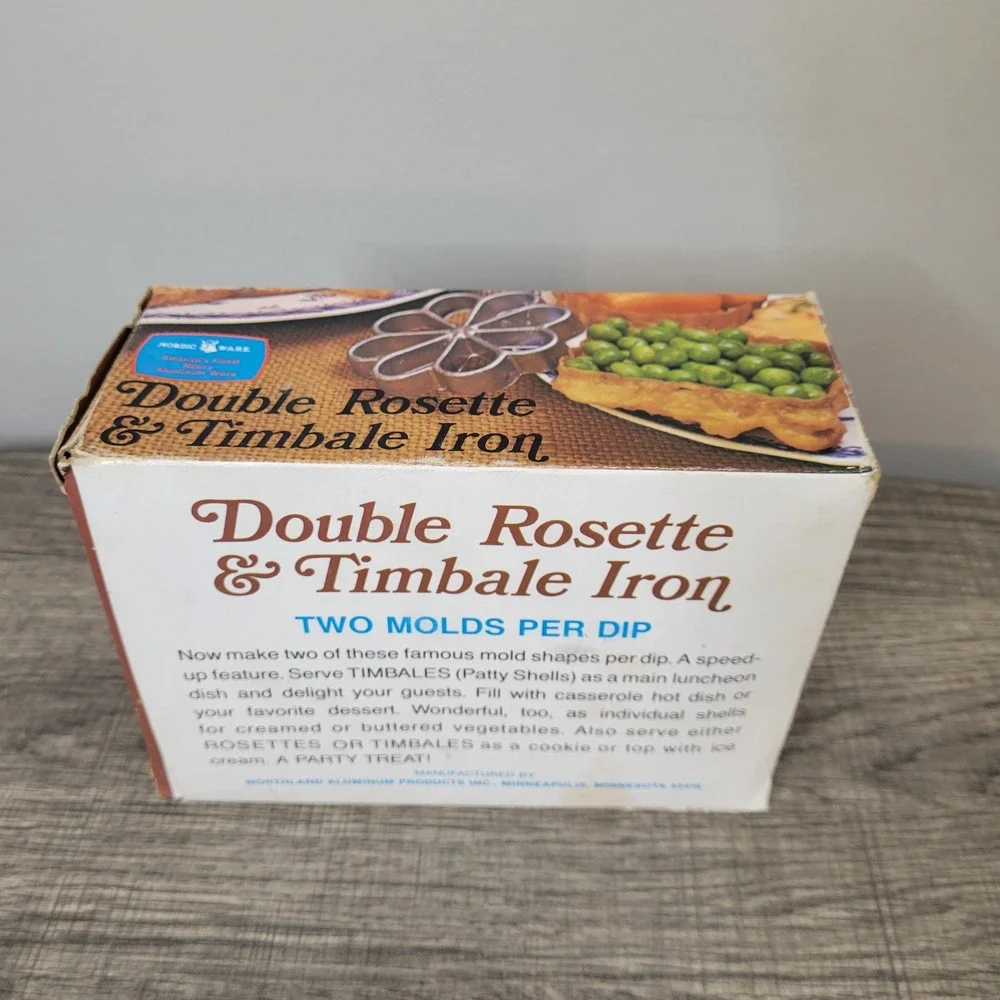 Vintage Nordic Ware Double‎ Rosette & Timbale Iron 4 Mold Set New in Box